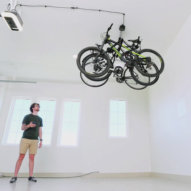 electric bicycle hoist MaxAssist Bike Kradl is a revolutionary bike lift and storage system that does the heavy lifting for you Multi Bike Lifter Motorized Bicycle